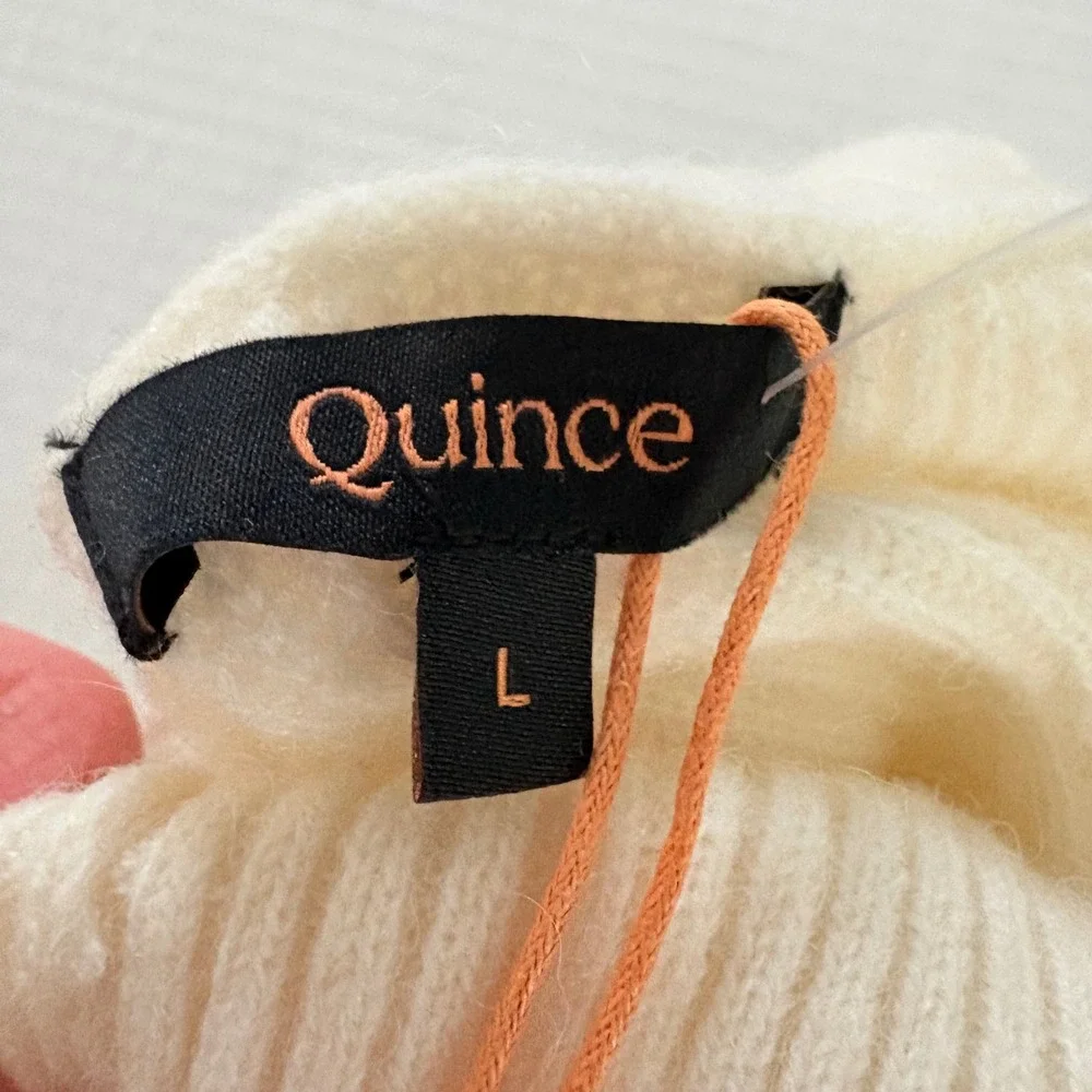 Quince Turtleneck Sweater Women Large Cream Baby Alpaca Wool Ribbed Fisherman
